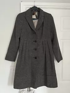 Brown / Black ‘Betty Jackson’ Button Through Flattering Trench Coat - Size 14 - Picture 1 of 5
