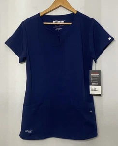 Greys Anatomy Barco Medium Navy Scrub Shirt Top Notch V Neck 2121 Medical New - Picture 1 of 8