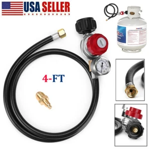 Adjustable Propane Gas Regulator BBQ Grill Burner Wok Fryer with 4ft Hose 30PSI - Picture 1 of 8