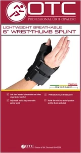OTC 2086L-M 6" Wrist - Thumb Splint, Left Hand, Black, Medium New in Package! - Picture 1 of 1