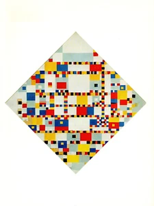 1970 Vintage MONDRIAN "VICTORY BOOGIE WOOGIE" MODERN COLOR offset Art Lithograph - Picture 1 of 2