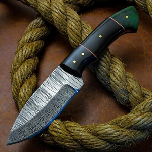 ALONZO HANDMADE DAMASCUS STEEL FIX BLADE BUSHCRAFT KNIFE WITH MICARTA 4608 - Picture 1 of 7