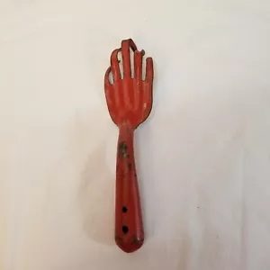 Vintage rot 5 Zinken Klauenrechen Handrechen Gartengerät rustikal Patina Grandmacore - Bild 1 von 7