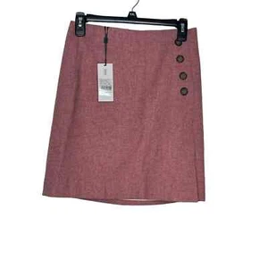HOBBs Women Francis Skirt Wrap Wool Lined Side Button Pale Cranberry Size 4 NWT - Picture 1 of 7