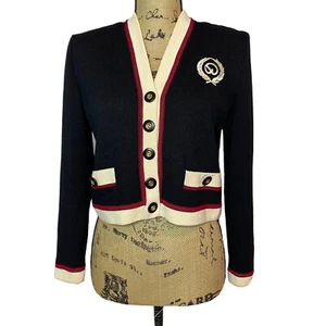 St. John Collection Strick-Blazer P Petite schwarz cremerot geknöpft Strickjacke - Bild 1 von 9