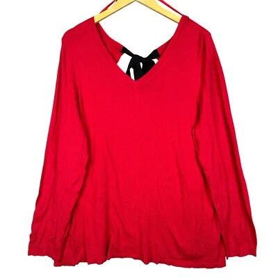 Suéter rojo Lane Bryant para mujer 18/20 lazo trasero tejido en capas manga larga Top Foto 1 de 4