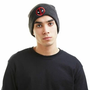 Official Marvel Mens Deadpool Logo Beanie Hat Charcoal S - XXL - Picture 1 of 8