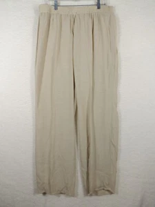 Krazy Kat Gauzy Lined Pants Size Large Beige Boho Coastal Lightweight Vacation - Picture 1 of 8
