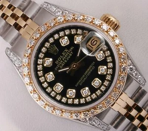 Rolex Lady Datejust 26mm Two Tone-Diamond Lugs-Black Diamond Dial-Diamant Bezel - Bild 1 von 6