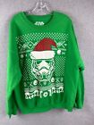 Star Wars Christmas Sweatshirt Men's Xl Green Stormtrooper Santa Hat Holiday