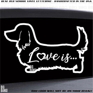 Calcomanía de vinilo pegatina Dachshund Weiner de pelo largo perro caliente mascota coche ventana amor - Imagen 1 de 4