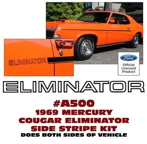 A500 1969 MERCURY COUGAR - ELIMINATOR SIDE STRIPE KIT - DECAL PACKAGE - Bild 1 von 1