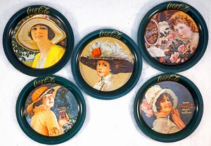 Coca Cola 5 Tin Coasters 19th Century Women Ohio Art Archive Collection 1983 - Picture 1 of 8