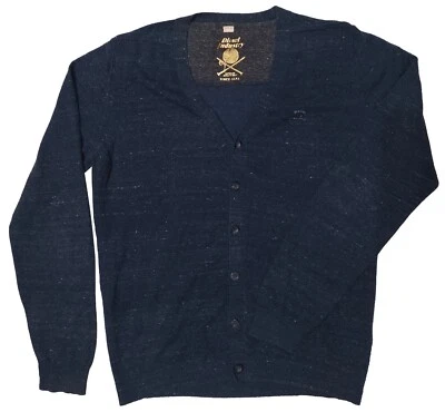 Diesel Cardigan Men's Navy Blue Long Sleeves Button Sweater Size S Cotton V-Neck - Image 1 of 4