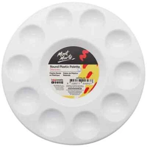 AU Mont Marte Round Plastic Paint Palette 17cm White Artist Painting Art 10 Well - Picture 1 of 2