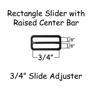 10 - 3/4" Slide Adjusters for Bow Tie Adjustable Straps - Rectangle Black Metal - Bild 1 von 1