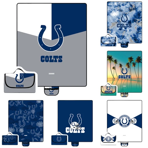 Indianapolis Colts Waterproof Picnic Blanket Foldable Oxford Family Camping Mat Cover