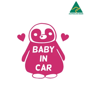 Baby In Car Penguin Warning Vinyl Decal Sticker 15 cm x 16 cm - Picture 1 of 16