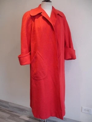 Mujer XL De Colección Años 20 Art Deco Stroock Hopsack Largo Naranja Lana Columpio Abrigo Tweed Foto 1 de 4