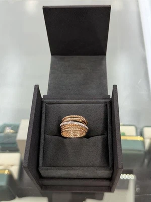 David Yurman 18K Rose Gold Natural Diamond Crossover Ring - SIZE 6.5 - Image 1 of 4
