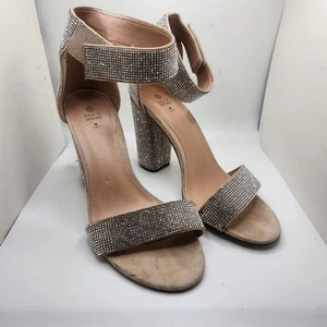 Call It Spring Women Size 7 Rhinestone Strap Heels Vegan Leather Formal Cocktail - Picture 1 of 10