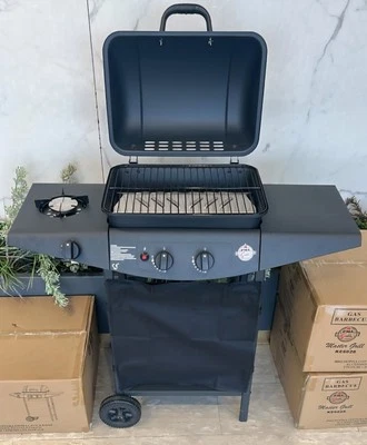 Barbecue A Gas A Pietra Lavica Pma Con Fornellino E Ruote Misure 100x45x100 - Immagine 1 di 3