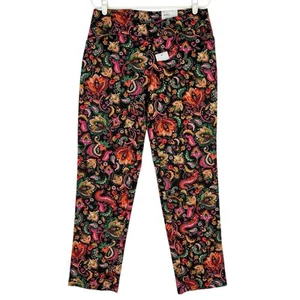 Croft & Barrow Women's Pull-on Paisley Multicolor Stretch Pants 12R Stretch NWT - Picture 1 of 14