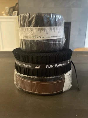 NUEVO (3) Rollos de gelatina negra maciza acolchado y manualidades Moda, Kona, RJR Foto 1 de 4