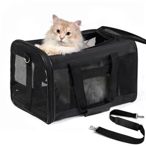 Transportador para gatos aprobado por la aerolínea, transportador para perros de lados suaves con correa de seguridad interior,... - Imagen 1 de 9
