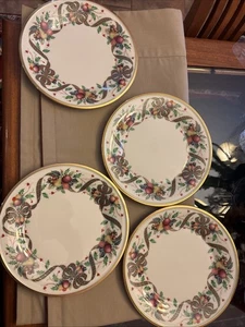 Lenox New W Tags HOLIDAY TARTAN Luncheon Plate Christmas Gold Dimension Lot of 4 - Picture 1 of 8