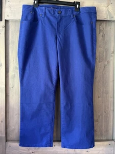 Talbots W-Signature Fit Crop Flare Pants 16W Royal Blue Stretchy Preppy NWT - Picture 1 of 10