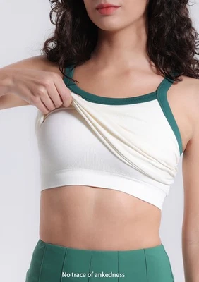 Sujetador deportivo largo para mujer Prendas para el torso de entrenamiento con sujetadores incorporados Camiseta sin mangas de yoga corta acolchada Foto 1 de 4