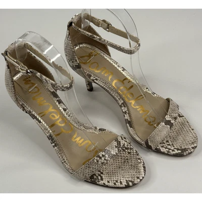 Sam Edelman Patti Ankle Strap Heel Snake Print Sandals Womens Size 6W $130 New - Image 1 of 4
