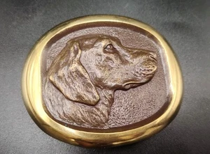 VTG Hunting Bird Dog Bronze Sculpture 1978 Belt Buckle Steven L Knight Shallizar - Picture 1 of 3