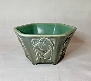 Rare Antique Rookwood Hexagonal Fish Jardiniere/Vase With Flower Frog c. 1928 - Picture 1 of 13