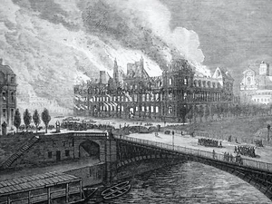 1871 Original Print FRANCE PARIS - BURNING OF HOTEL DE VILLE Franco Prussian War - Bild 1 von 2