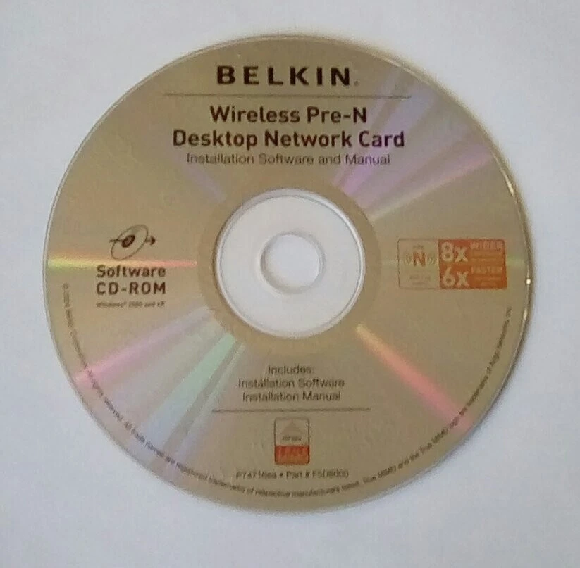 *DISK ONLY* Belkin Wireless Pre-N Desktop Network Card PC - Image 1 of 1
