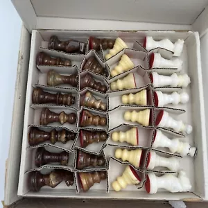 Vintage geschnitzte echte Alabaster Marmor Schachfiguren Italien ca. A. & A. - OHNE BOARD - Bild 1 von 11