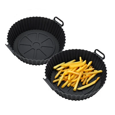 Airfryer Silikon Form rund - 2er Set - Kunststoff Heißluft Fritteuse Back Korb - Bild 1 von 4
