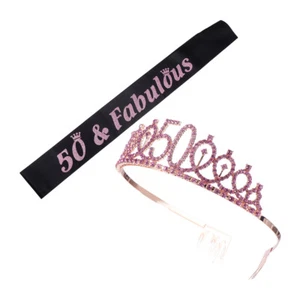 2pcs 50 Years Old Birthday Party Decorative Shoulder Strap Crown Party Props - Picture 1 of 12