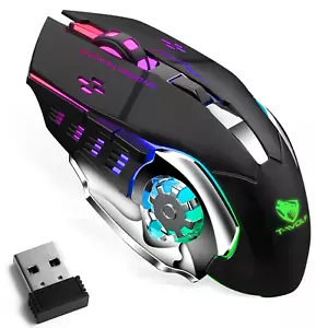 Raton Mouse Bluetooth Inalambrico con Retroiluminacion USB Juegos PC Laptop - Picture 1 of 16