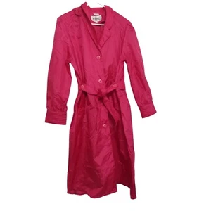 The Totes Coat Bright Hot Pink Women Lightweight Rain Trench Coat Size 10P VTG - Picture 1 of 5