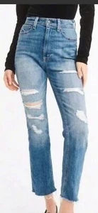 Abercrombie Zoe High Rise Distressed Ankle Straight Jeans Women’s Size 30 - Picture 1 of 9