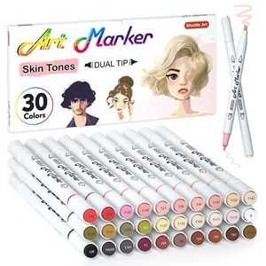 30 Colors Skin Tone&Hair Art Markers, Dual Tip Alcohol Based Flesh Color Mark... - Picture 1 of 7