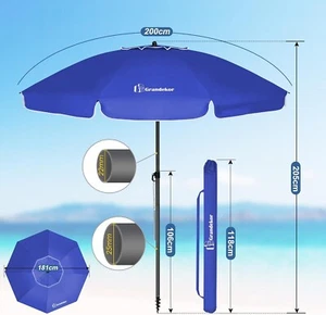Grandekor Sonnenschirm Ø180cm  Sonnenschutz UV50+ blau - Bild 1 von 1