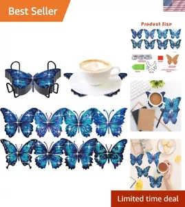 Creative 8-Piece Butterfly Diamond Coaster Set with Cork - Perfect DIY Gift - Picture 1 of 8