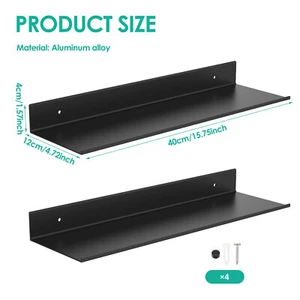 2 Pcs Metal Floating Shelf Wall Mounted Wall Shelf Length 40cm for WadOg - Picture 1 of 11