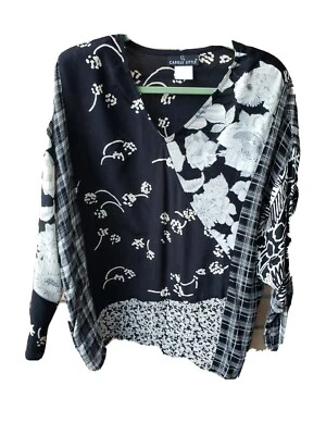 Top túnica de rayón estampado mixto pequeño carole años 80 de colección talla 12 cuello Lagenlook EE. UU. LEER Foto 1 de 4