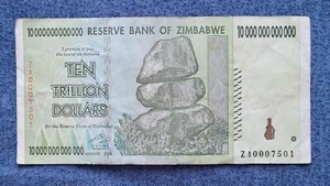 Zimbabwe - 10 Trillion Dollars 2008 - REPLACEMENT ZA0007501 LOW SERIAL - Picture 1 of 2