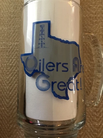 Vintage  OILERS ARE GREAT Large Glass Retro Beer Mug Texas Houston Cover